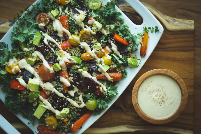Kale Power Salad with Maple Tahini Dressing